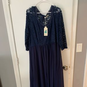 Navy Blue Floor Length Dress